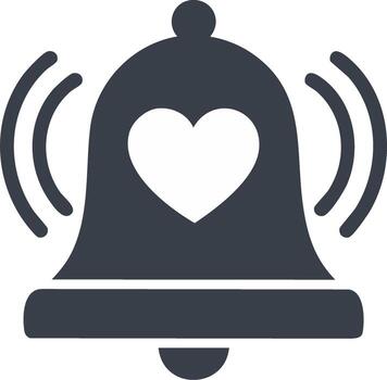 Favorite Notification Bell Icon with Heart Shape Ringing for Alerts and Reminders vector