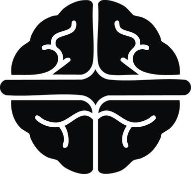 Black Stylized Brain Icon Symbolizing Intelligence Thinking and Cognitive Function vector