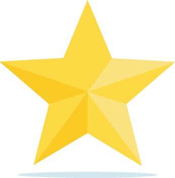 Golden Five Pointed Star with Subtle Shadow and Highlight vector