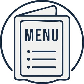 Restaurant menu document icon hand drawn style with text and list inside a circle vector