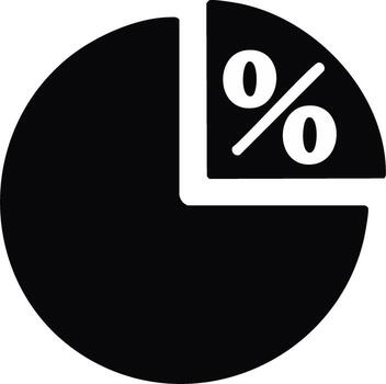Black pie chart segment with percentage symbol in a square outline vector
