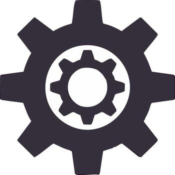 Settings icon with two cogwheels representing a mechanical system or industrial process simple flat design vector