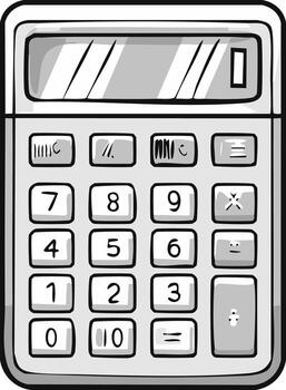 mano dibujado ilustración de un sencillo calculadora con numérico teclado y monitor vector