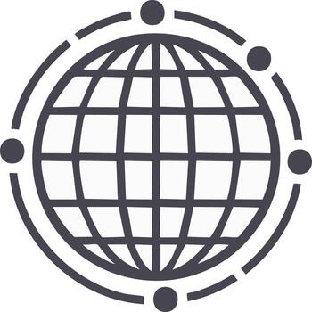 ilustración de globo con cuadrícula y conectado puntos representando global red comunicación vector