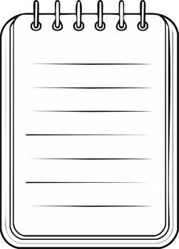 Notebook, blank lined pages and metal spiral bind for notes, plans, and lists vector