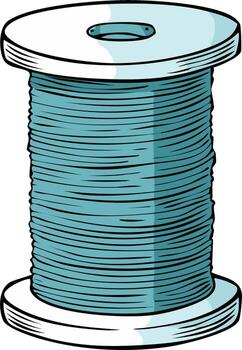 Full spool of teal thread with white flanges and a central hole vector