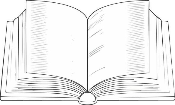 Hand drawn open book with blank pages illustration sketch style vector