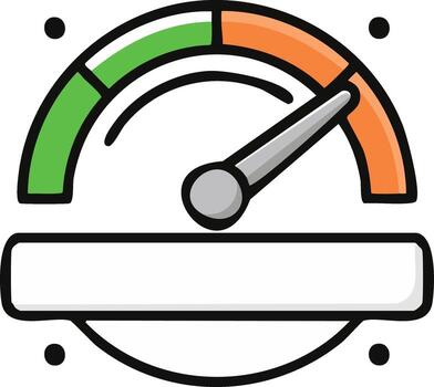 Gauge Icon with Needle Indicating Performance Level and Placeholder for Text vector