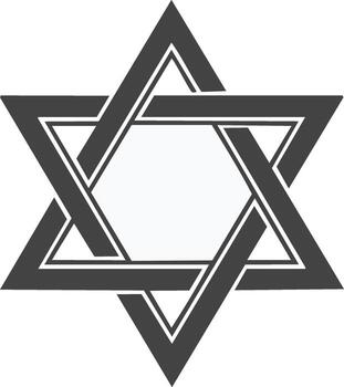 Abstract Star of David symbol with interlocking grey triangles, a geometric Jewish Magen David icon vector