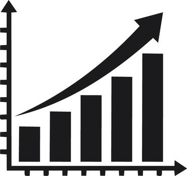 Business growth chart with rising bar graph and upward pointing arrow vector