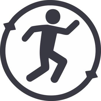 corriendo hombre figura en un ciclo con direccional flechas transporta continuo movimiento vector