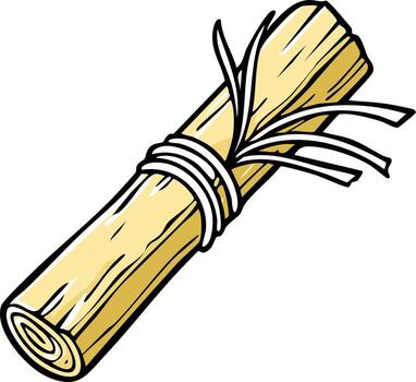 Rolled Scroll Tied With Twine and Straw Ribbons vector