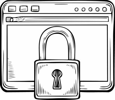 Locked Computer Screen Protecting Sensitive Data and Cyber Security Illustration vector