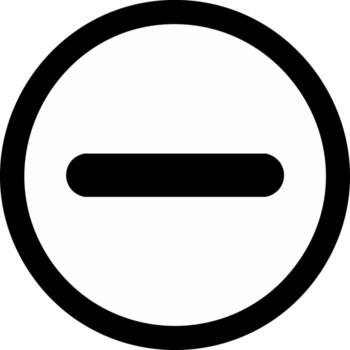 Black minus sign icon within a circular border graphic element for interface design status indicator vector