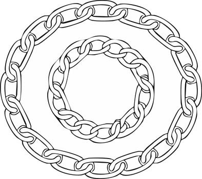 Circular chain patterns for design element usage, seamless borders and frames design vector