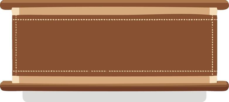 rectangular caja o envase con puntadas y capas de material en sombras de marrón y beige vector