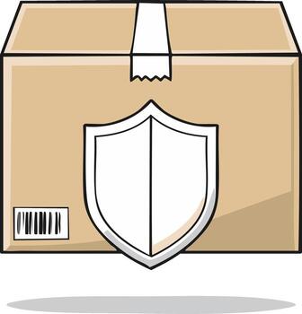 Cardboard Box with Security Shield Secure Delivery and Safe Shipment Concept for e-commerce vector