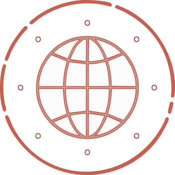 World globe symbol surrounded by a broken circle with simple design vector