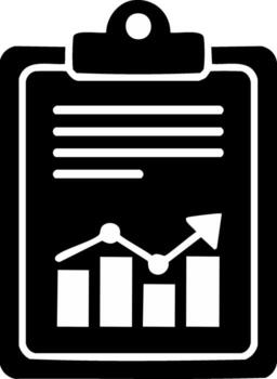 Clipboard document displaying upward trending bar and line graphs for business analysis and financial growth vector