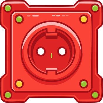 Red electrical socket with green and yellow indicator lights vector