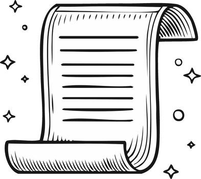 Hand Drawn Scroll with Lines and Sparkles Doodle vector