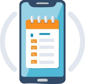 Smartphone with Calendar App Notification Reminders and Completed Tasks vector