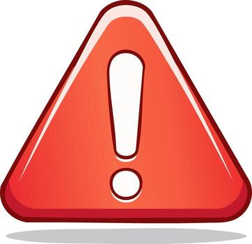 Red triangle warning sign with exclamation mark icon for danger alert and caution vector