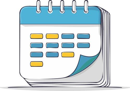 Stylized calendar with highlighted dates and turning pages showing planning and organization vector