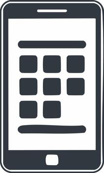 Mobile smart device icon with nine application squares and user interface design elements vector
