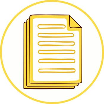 Illustration of a stack of documents inside a yellow circle vector