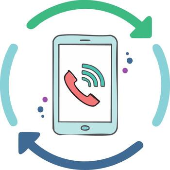 Incoming call concept depicted on smartphone with circular motion arrows vector