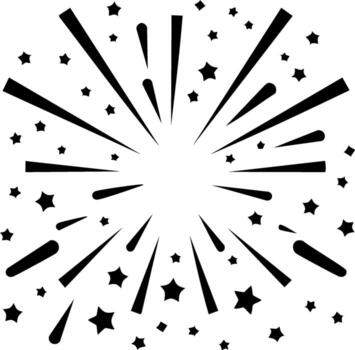 Explosion of abstract starburst lines and confetti shapes black and white design vector