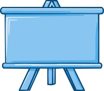 Simple blue easel with blank board for presentations or display vector