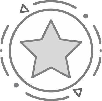 Graphical gray star symbol framed in a circle with embellishing lines and triangles for rating and review topics vector
