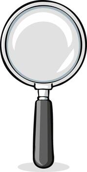 Illustration of a Magnifying Glass with Gray Handle on a White Background Tool for Investigation Concept vector
