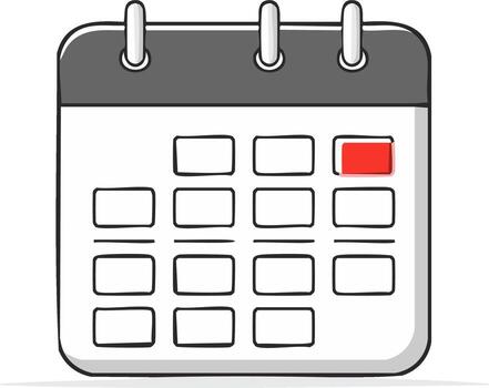 Hand-drawn calendar with a highlighted red date for appointments or events vector