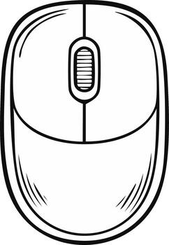 Computer mouse outline. Modern technological accessory for pc control. Desktop device vector