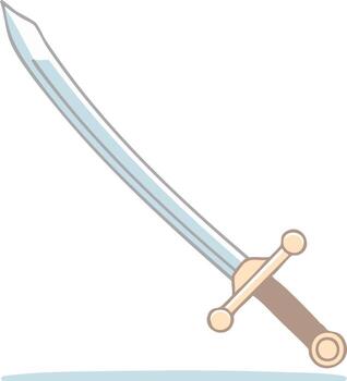 Curved Sword with Hilt and Handle in Stylized Drawing vector