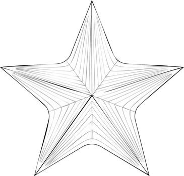 Abstract geometric five pointed star with radiating spiderweb line art graphic design element vector