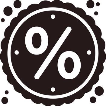 porcentaje firmar icono con redondo bordes y cuatro puntos en un divertido estilo vector