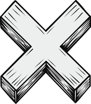 Sketched Cross Mark 3D Symbol for Cancellation and Error Correction vector