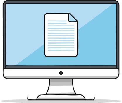 Desktop Computer Displaying a Document File Icon on Screen vector