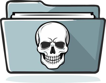 Folder with Skull Illustration, Icon for Data Security, Danger, Threats, Malware Concept vector