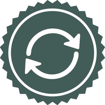 Circular Arrow Icon on Rosette Emblem Symbolizing Recycling, Refreshing, or Continuous Process, Illustration vector