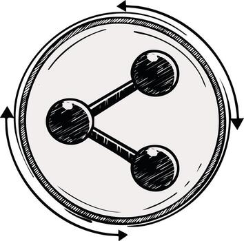 Sketch of Connection Icon with Circular Arrows, Network, Sharing, Collaboration vector