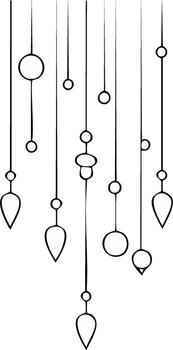 sencillo colgando línea Arte presentando círculos y formas con mínimo gráfico diseño vector