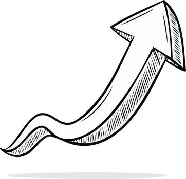 Wavy arrow icon hand drawn sketch symbolizing progress and upward direction vector