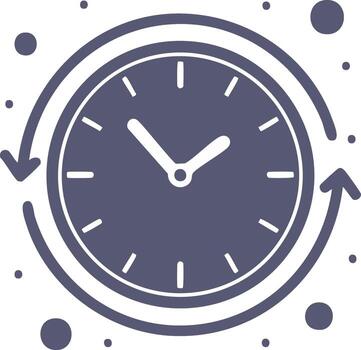 Clock with circulating arrows symbolizing time passing and cycles vector