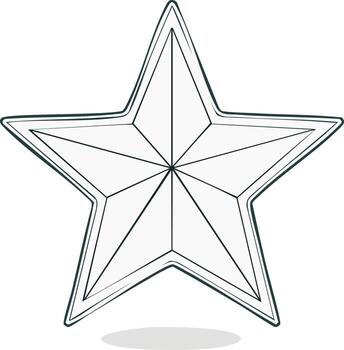 Stylized outline of a five-pointed star with geometric facets and a subtle shadow vector