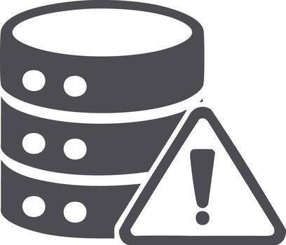 Database Error Alert Icon with Data Storage Failure Indication and Warning Exclamation vector